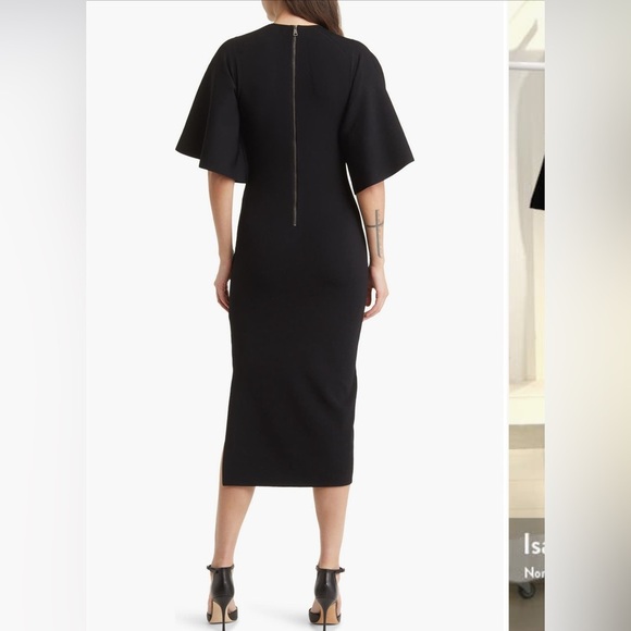 TED BAKER LONDON Lounia Fluted Sleeve Body-Con Sweater Dress Black SZ 3 NWT - Picture 2 of 12
